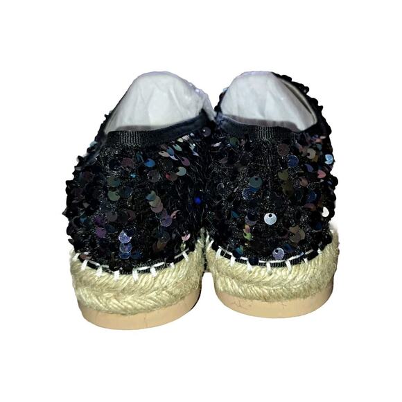 Jijixi Espadrille Multicolor Black sequin slipon flats 235 US 7 Vacation Beach - Picture 5 of 6